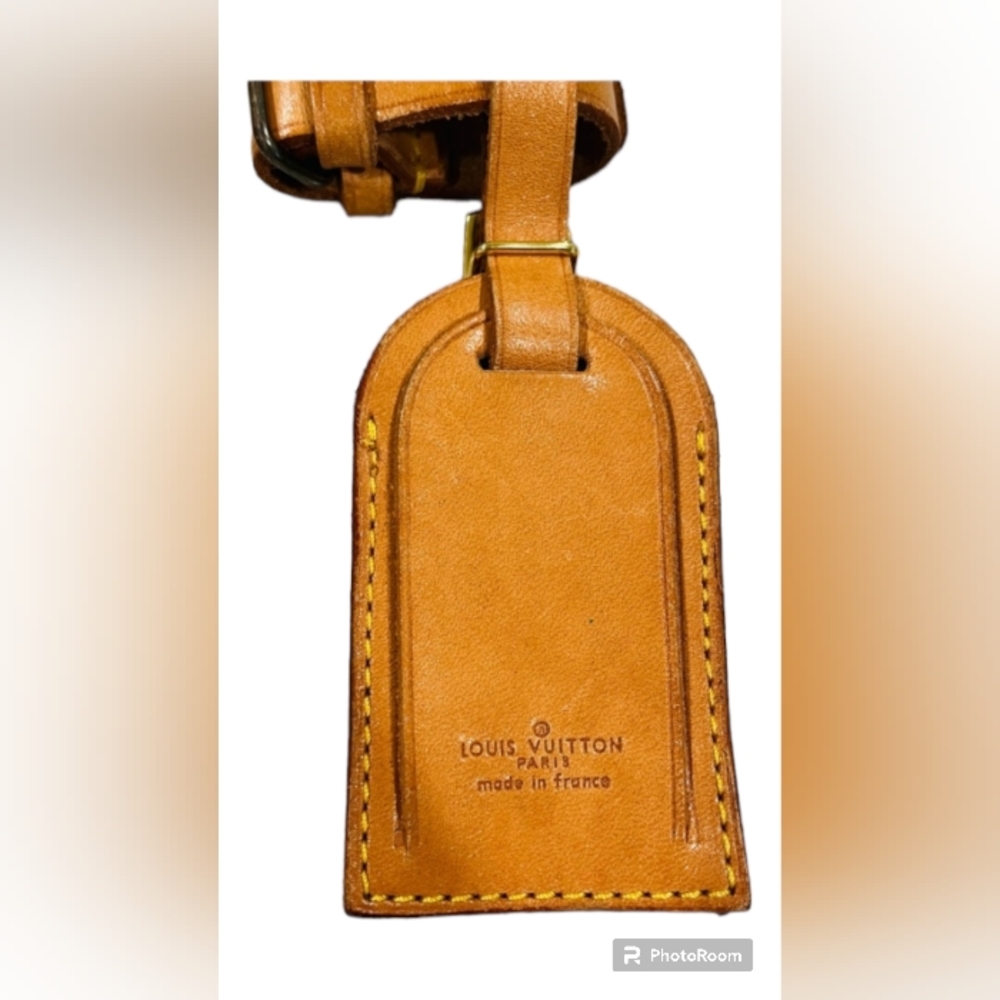 LOUIS VUITTON AUTHENTIC LEATHER LUGGAGE TAG WITH POIGNET EUC